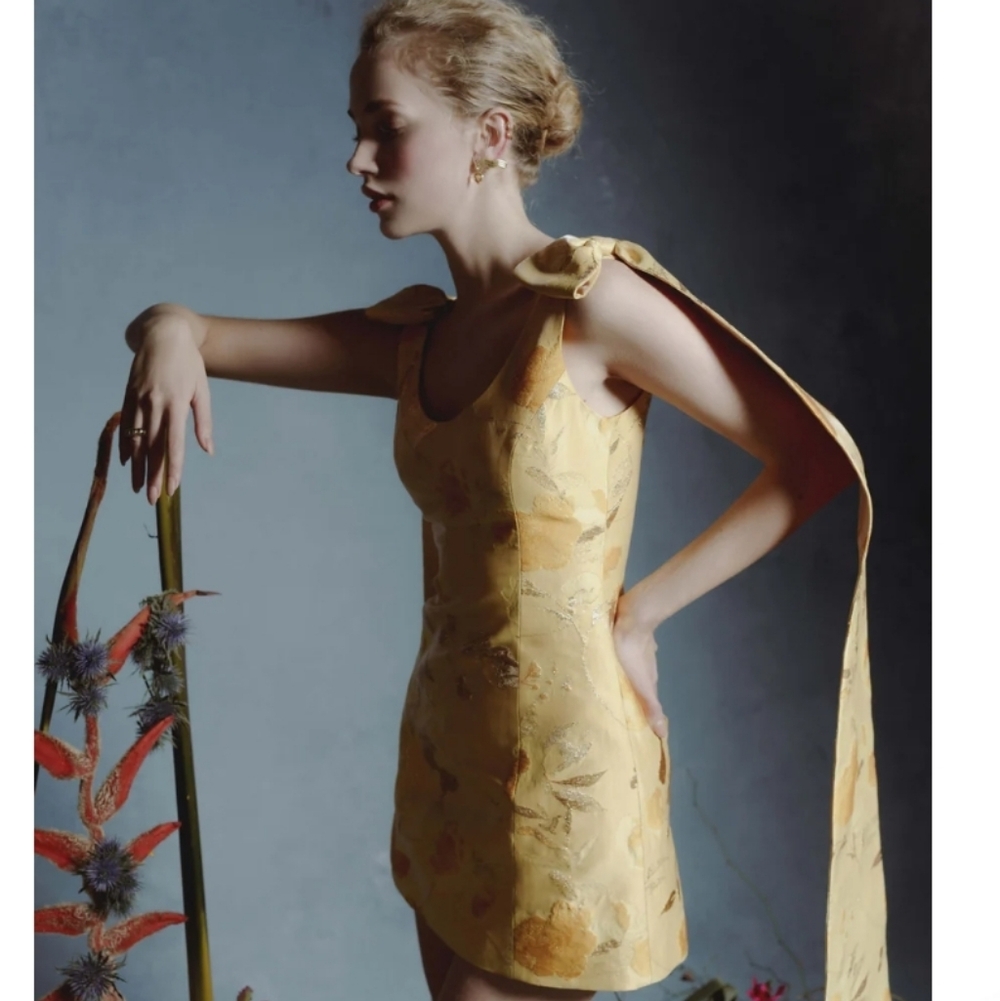 Markarian Gita Gold Floral Brocade Mini Dress